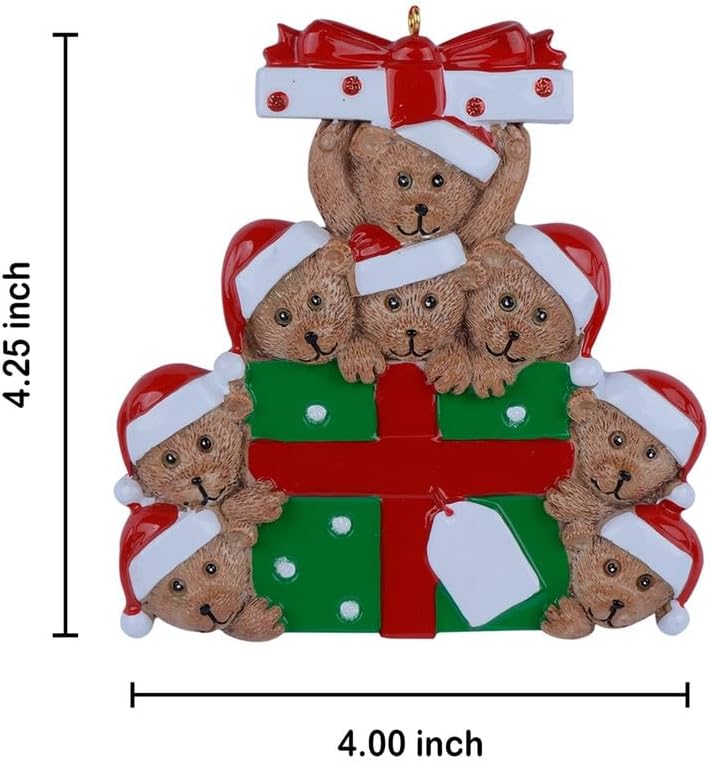 Personalized Family Ornament 2024, Bear Family of 8 Christmas Tree Ornament, We are a Big Family Ornaments for Christmas Tree Decor, Unique Bear Gifts for Mom, Dad, Grandkids, Grandma, Grandpa