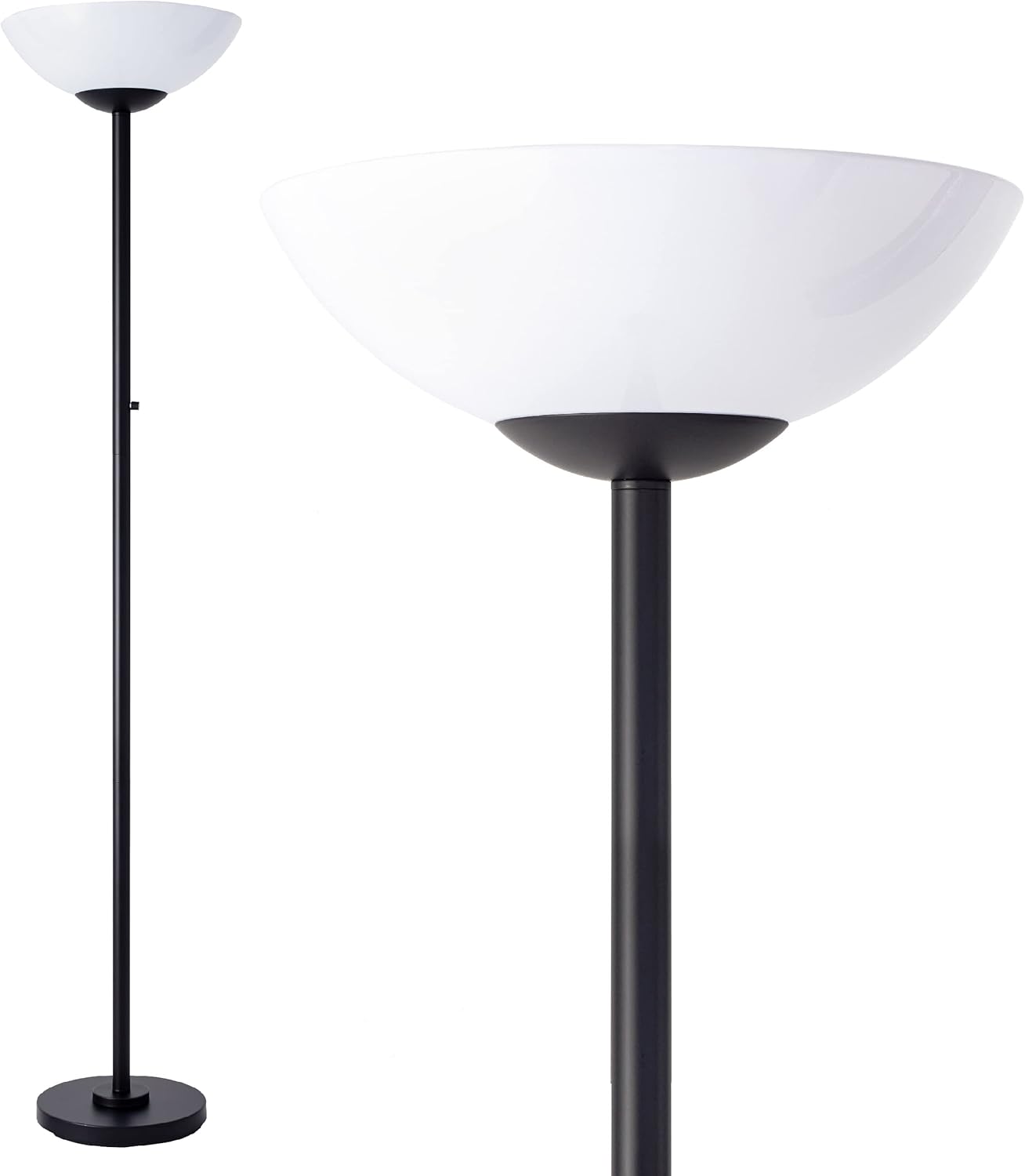 Super Bright Floor Lamp 8000LUMEN - DIMMABLE 30K Energy-Efficient Standing Lamp with Cement Base - for Living Room and Bedroom - Matte Finish, Modern and Elegant Design (Black)