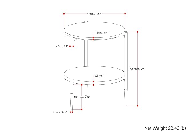 SIMPLIHOME Wagner SOLID ACACIA WOOD 18 inch Wide Round Mid Century Marble & Wood Side Table in White/Natural for the Living Room and Bedroom