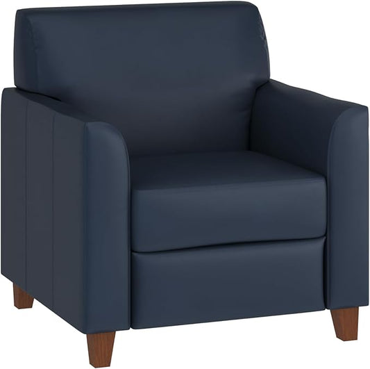 Flash Furniture Hercules Diplomat Series LeatherSoft Upholstered Side Reception Chair, Lobby Chair with Cushions and Flared Arms, Navy