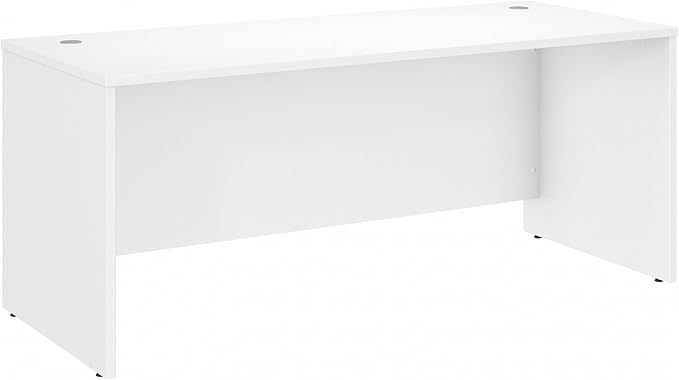 Bush Business Furniture Studio C 72W Computer Desk with Wire Management and Modesty Panel in White, Professional Table for Home Office and Corporate Office
