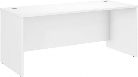 Bush Business Furniture Studio C 72W Computer Desk with Wire Management and Modesty Panel in White, Professional Table for Home Office and Corporate Office