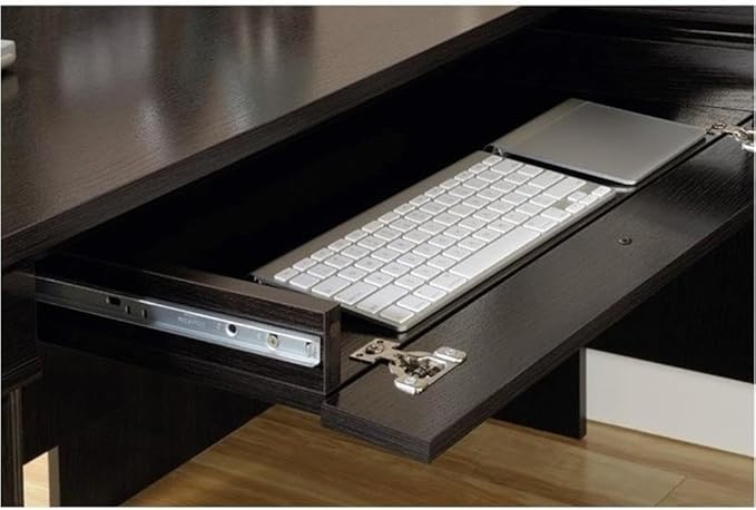Sauder Bleeker Street L-Desk, Obsidian Oak finish