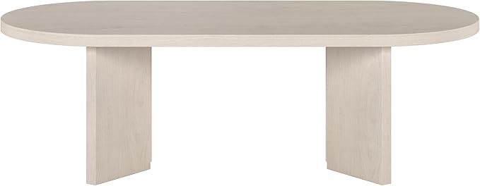 Henn&Hart 48" Oval Wood Low-Profile Coffee Table for Living Room, Family Room or Office, Alder White