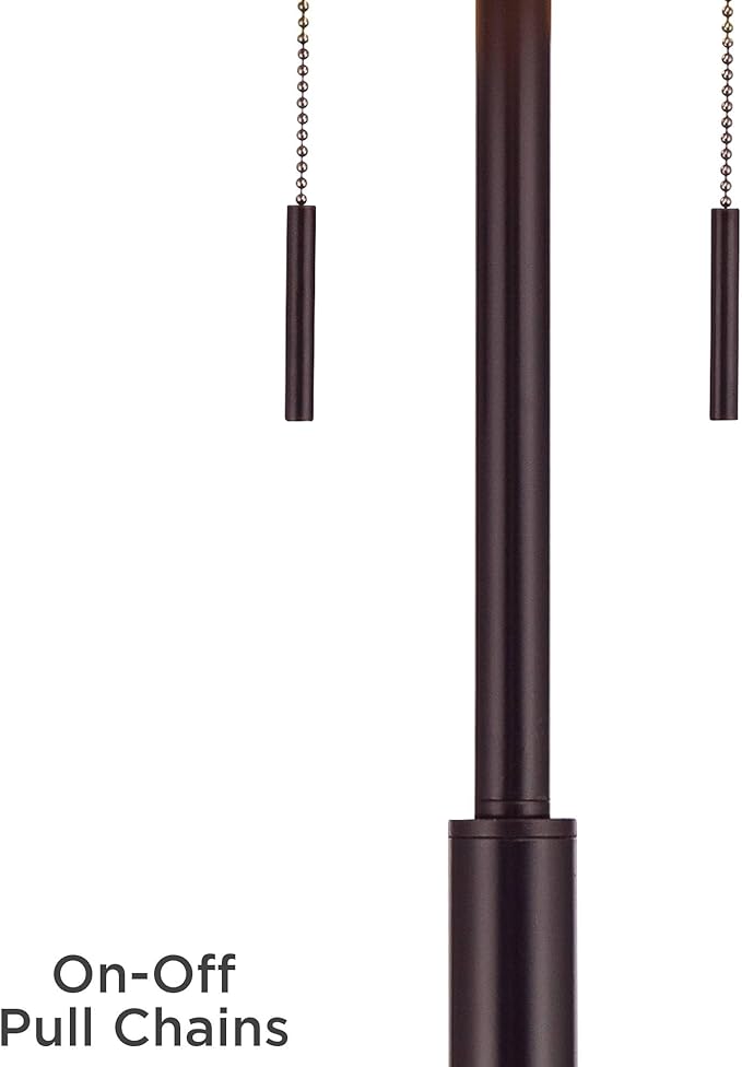 Possini Euro Design Karina 33" Tall Skinny Large Buffet Modern End Table Lamp Pull Chain Brown Bronze Finish Metal Single Navy Blue Shade Living Room Bedroom Bedside Nightstand House Office Family