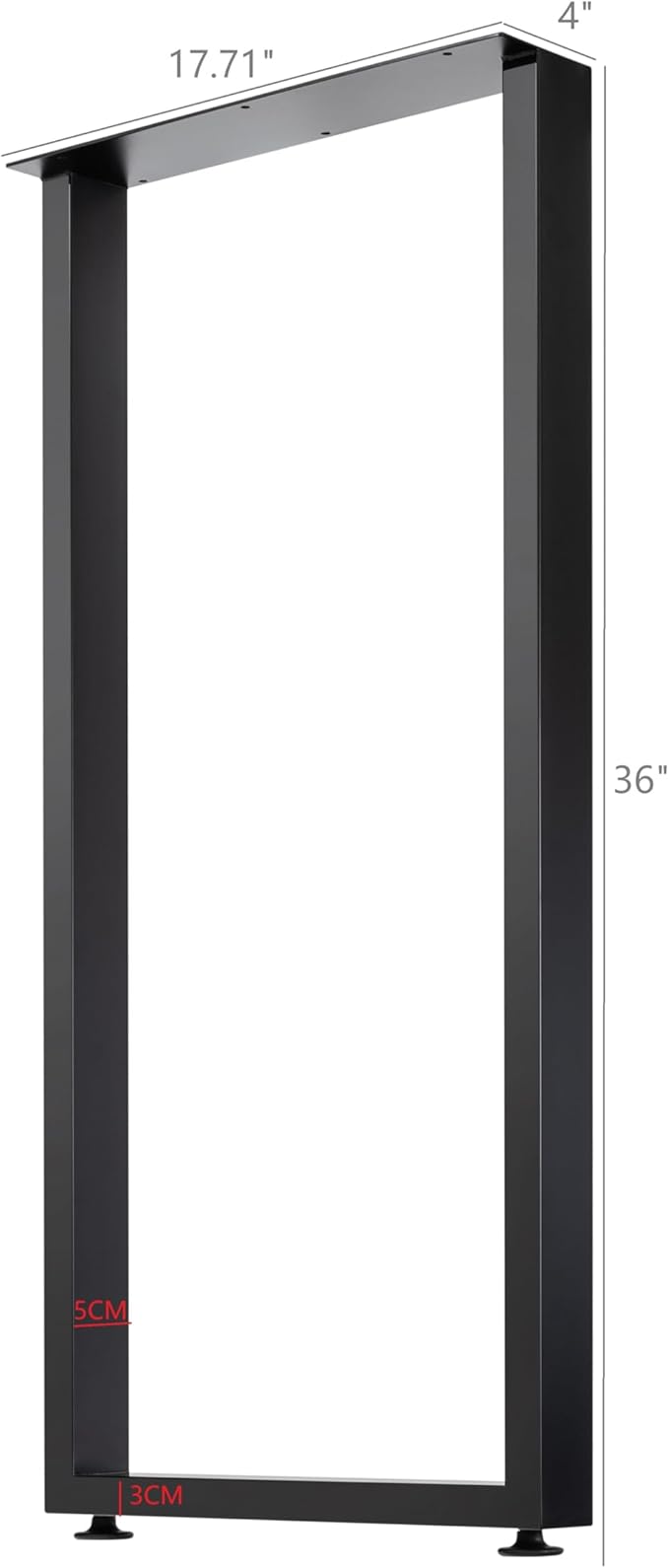 36 Inch Metal Bar Table Legs for Desk, Dining Table with Adjustable Feet Pads,Home DIY Furniture Legs，Black Set of 2(W18”*H36”).