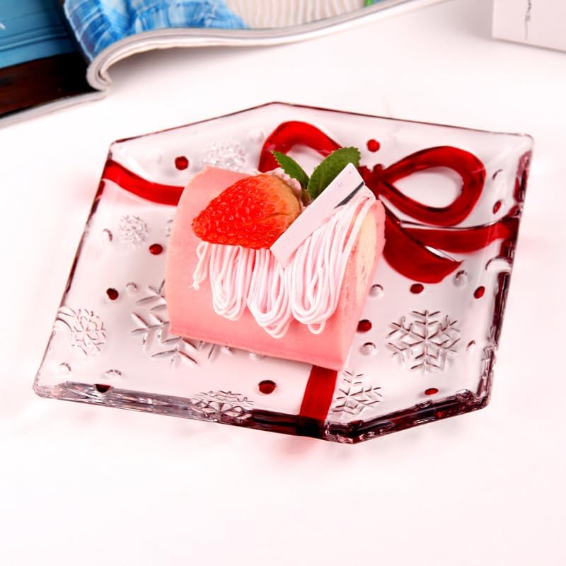 Decorative Crystal Candy Bowls Dish Glass Gift Plate, Decorative Crystal Rectangular Bowls for Home Decor, Centerpiece for Candy, Snack, Cake, Sushi