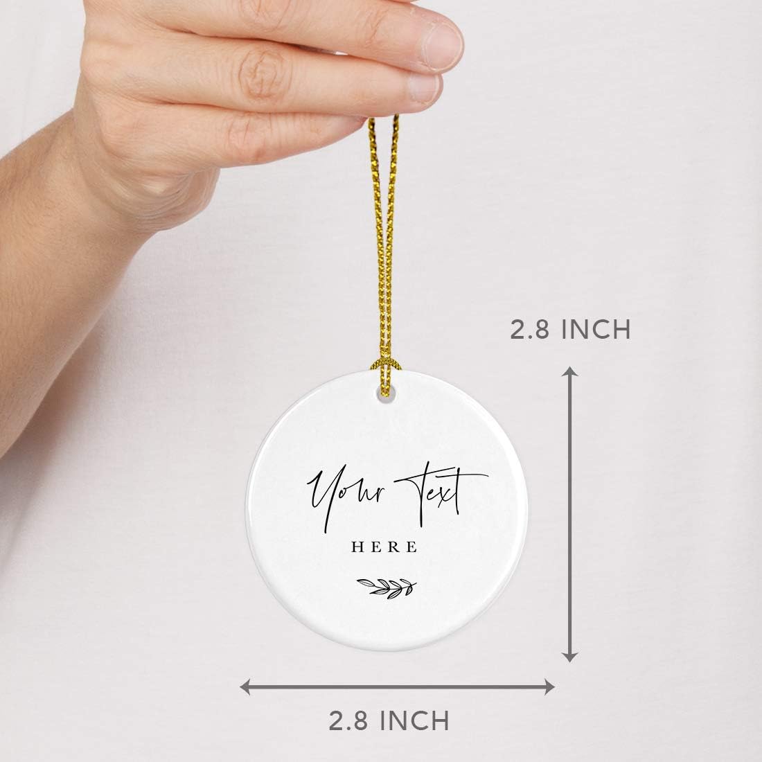 Andaz Press Fully Personalized Round Ceramic Porcelain Christmas Tree Ornament Keepsake Gift, Your Text Here, Antique Handdrawn, 1-Pack Custom Christmas Ornament Custom Ornaments for Christmas Tree
