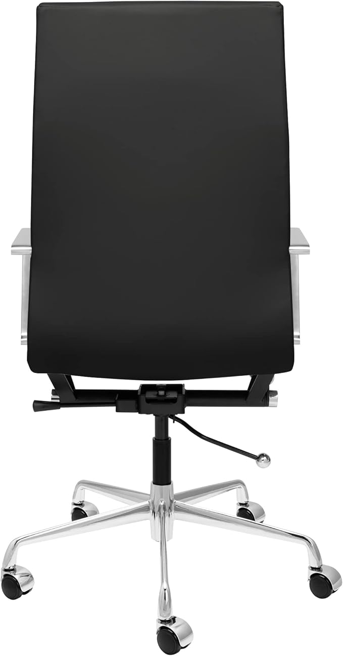 Laura Davidson Furniture SOHO II Ribbed Office Chair - Tall Back Desk Chair with Arm Rest, Swivel & Cushion Availability, Made of Faux Leather, Black, Computer Chair