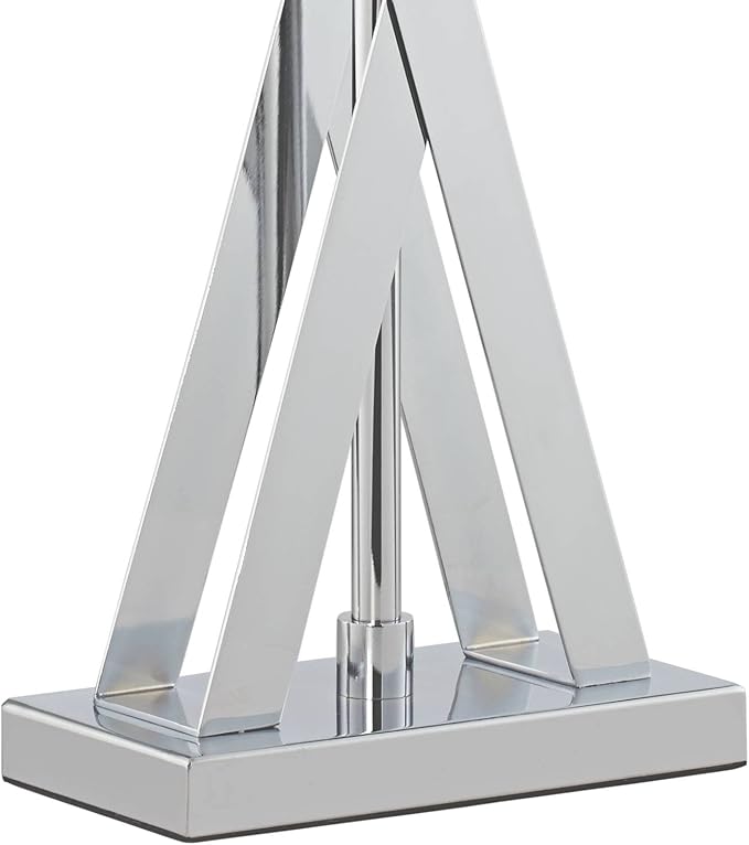 Possini Euro Design Proxima Modern Table Lamp 28" Tall Chrome Silver Crisscrossing Metal Sheer Outer White Inner Rectangular Shade for Bedroom Living Room House Bedside Nightstand Office Family