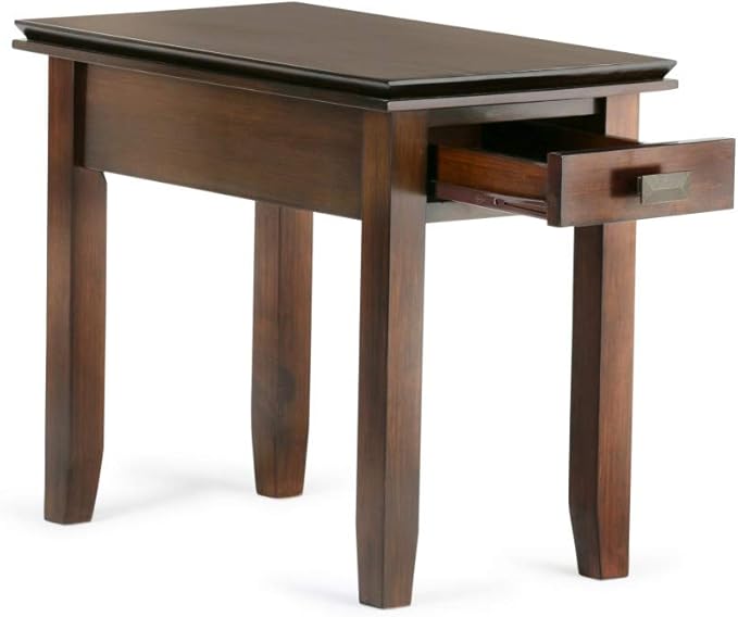 SIMPLIHOME Artisan SOLID WOOD 14 inch Wide Rectangle Transitional Narrow End Side Table in Russet Brown for the Living Room and Bedroom
