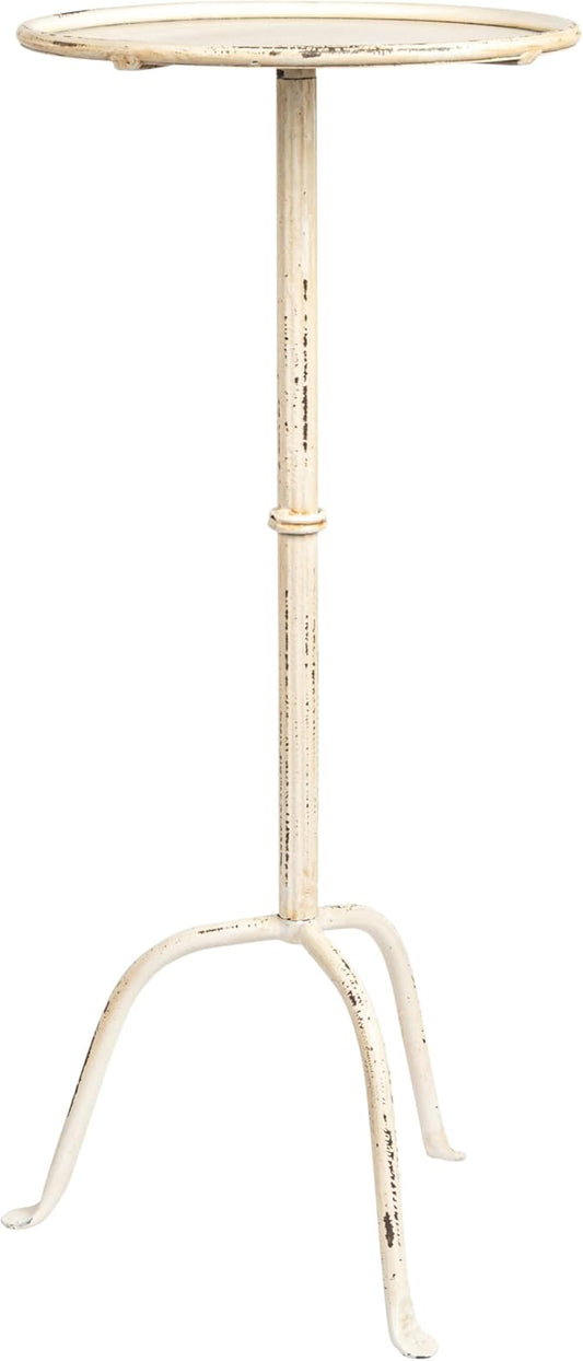 Metal Martini Cocktail Table, Antique White