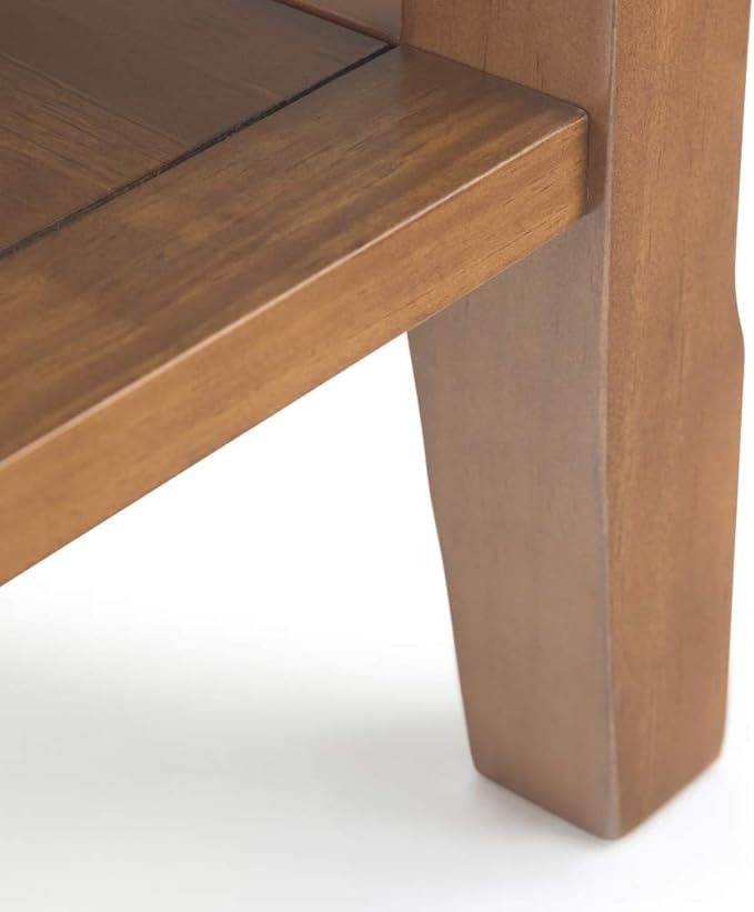SIMPLIHOME Acadian 14-inch Wide Solid Wood Narrow End Table in Light Golden Brown, Transitional-Style Side Table for Living Room, Bedroom, or Family Room with 2 Open Shelves