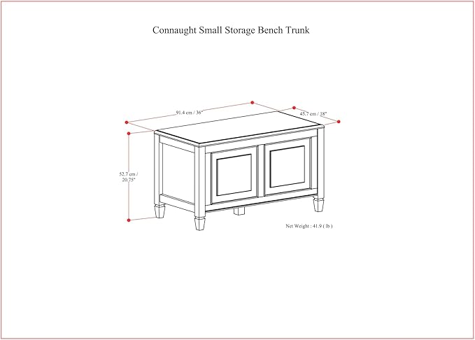 SIMPLIHOME Connaught Storage Bench - 36 inch Wide Solid Wood Small Trunk Bench in Chestnut Brown, Traditional Bench for Entryway with Lift-Up Lid and Dual Hidden Compartments
