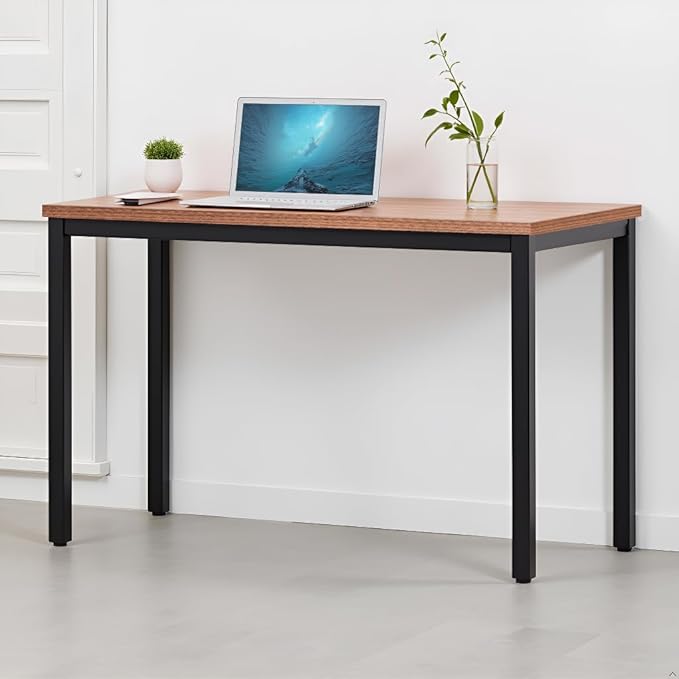 55 Inch Desk - Sturdy Metal Frame Computer Desk, Spacious Office Desk & Writing Desk with Easy Assembly, Durable Workstation for Home Office