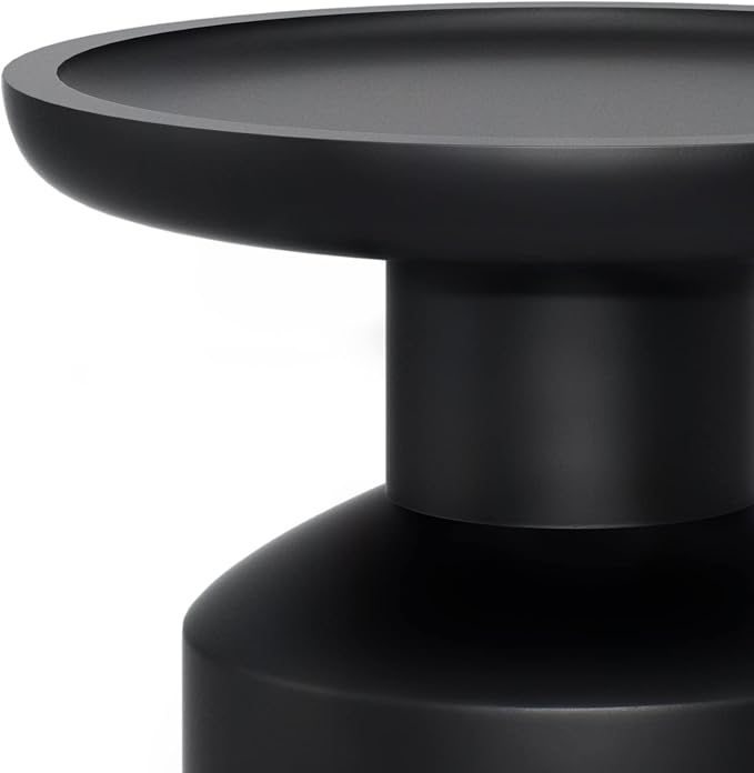 SIMPLIHOME Haynes End Table - 16 inch Wide Solid Mango Wood Round Accent Table with Sculptural Pedestal Base in Black, Boho Nightstand or Lamp Stand for Living Room or Bedroom, Assembled