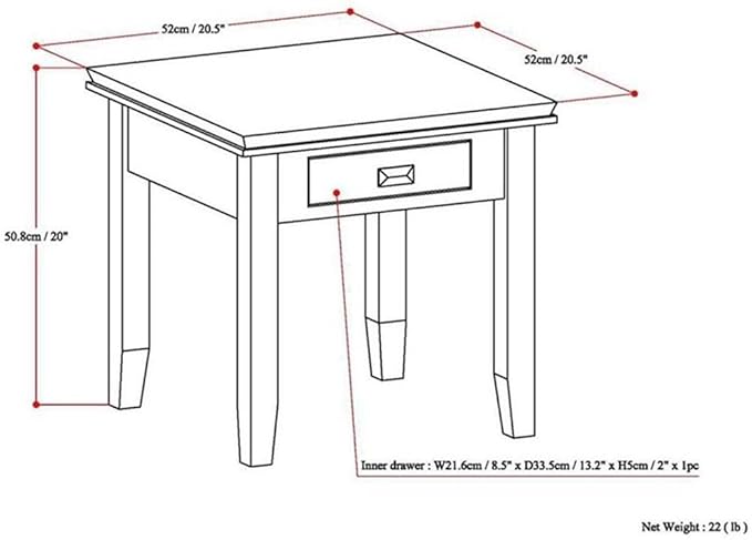SIMPLIHOME Artisan SOLID WOOD 21 inch Wide Square Transitional End Side Table in Black for the Living Room and Bedroom