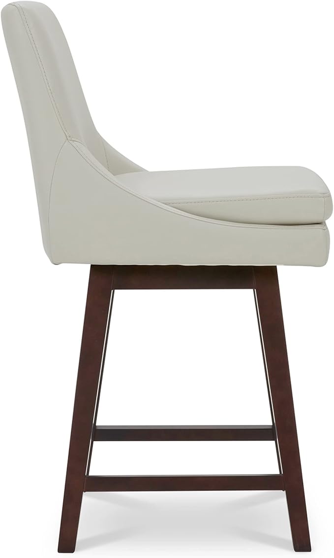 CHITA Counter Height Swivel Bar Stools Set of 4, FSC Certified Upholstered Faux Leather Barstool Chairs with Back, 26.8" H Seat Height, PU Leather in Creamy Grey