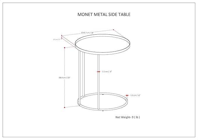 SIMPLIHOME Monet Industrial 18 inch Wide Metal Accent Side Table in Black, Fully Assembled for the Living Room and Bedroom