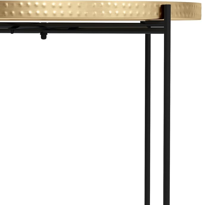 SIMPLIHOME Layton Modern 19 Inch Wide Round Metal Side Table in Teal, For the Living Room and Bedroom