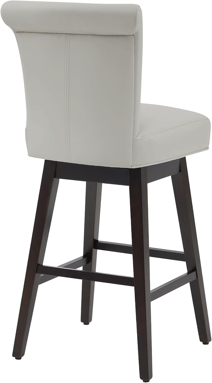 CHITA 30 Inch Counter Height Swivel Bar Stools Set of 2, FSC Certified Modern Upholstered Faux Leather Swivel Barstool Chairs with Back, Creamy Grey