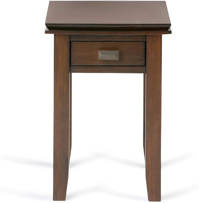 SIMPLIHOME Artisan SOLID WOOD 14 inch Wide Rectangle Transitional Narrow End Side Table in Russet Brown for the Living Room and Bedroom