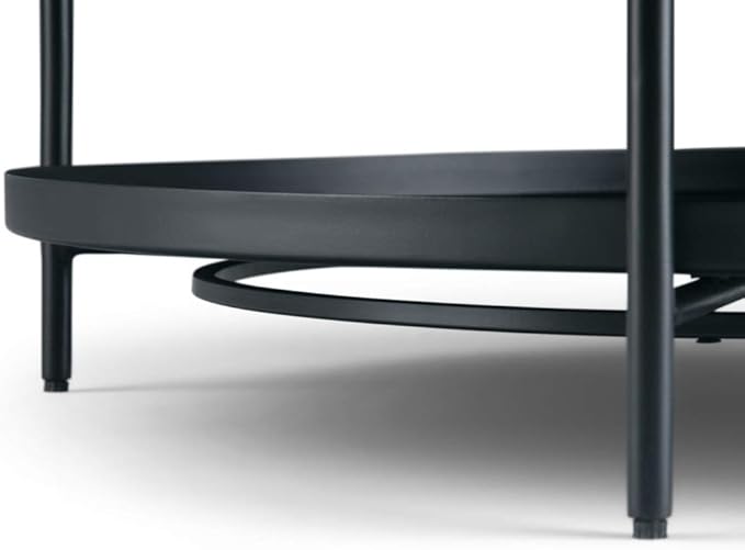SIMPLIHOME Monet Industrial 32 inch Wide Metal Metal Coffee Table in Black for the Living Room and Family Room