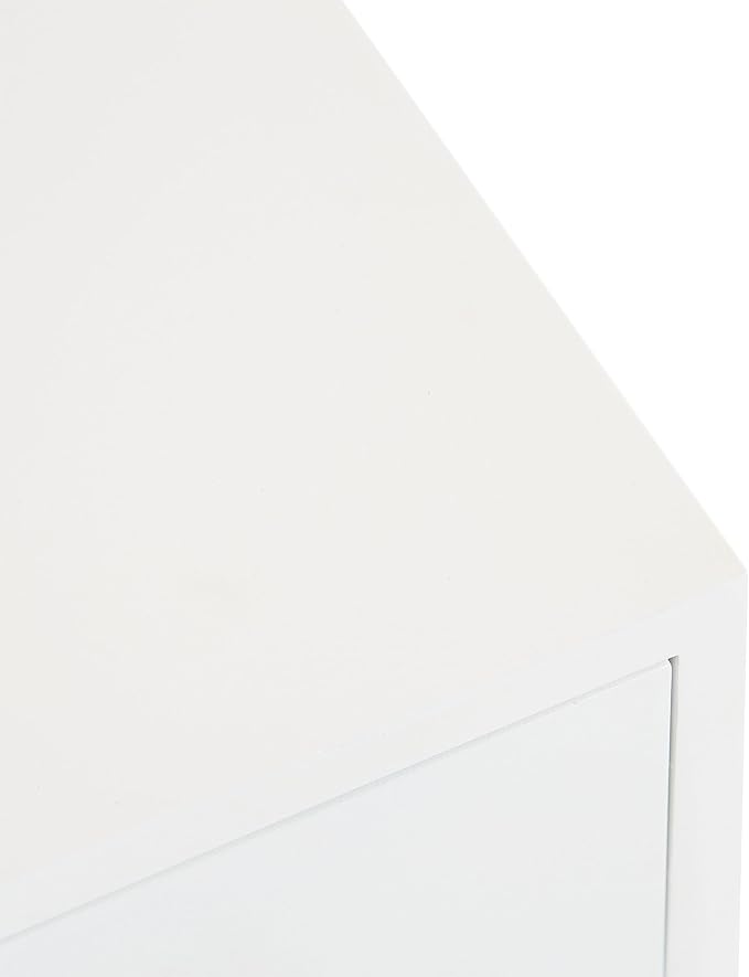 Kate and Laurel Decklyn Decorative Glam Tea Table; 12 x 12 x 30; White and Gold; Modern Living Room Drink Table with Pull Drawer for Useful Storage