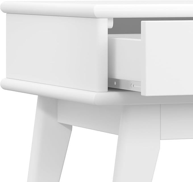 SIMPLIHOME Draper Solid Hardwood 22 inch Wide Rectangle Mid Century Modern End Table in White for The Living Room and Bedroom