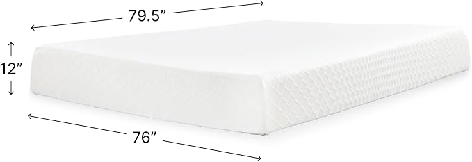 Signature Design by Ashley Chime Memory Foam 12" King Mattress with Thick Memory and Support Foam for Pressure Relief, Fiberglass Free, Mattress In A Box