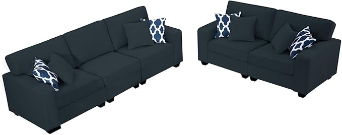 Legend Vansen Modular Sectional Sofa U Shaped Couch with Ottoman Modern Reversible Corner Sectional Couch for Living Room (Charcoal, 2+3)