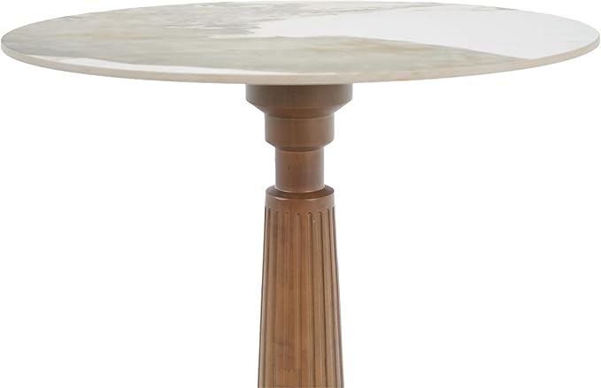 Sintered Stone Office Table - 33.5" Round Table for Small Offices (Light Brown Leg and Pandora Top, 1 Table Only)
