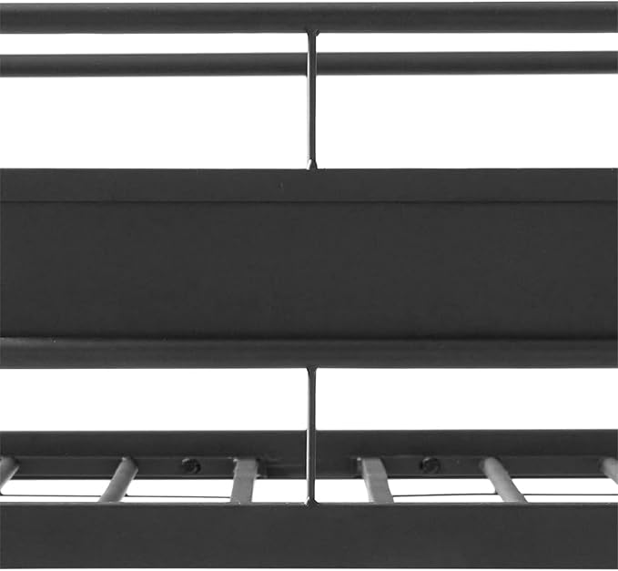 Higher Quality & Stronger Heavy Duty Industrial Style Metal Queen Over Queen Bunk Bed, Thickened More Stable Black Steel Bunkbed (Easier to Assemble)