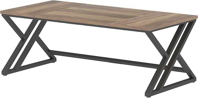 LVB Rustic Large Computer Desk, Industrial Extra Long Home Office Desk, Wood Pc Writing Work Study Computer Table Desk, Farmhouse Workstation Gaming Executive Desk for 2 Person, Rustic Oak, 70 Inch
