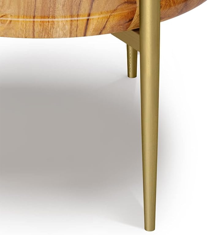 SIMPLIHOME Wagner SOLID ACACIA WOOD 18 inch Wide Round Mid Century Marble & Wood Side Table in White/Natural for the Living Room and Bedroom