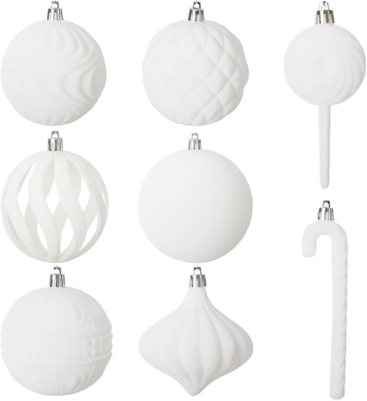 Senjie 63pcs Velvet Christmas Balls Bulk Flocked Christmas Tree Ball Ornaments Plastic Balls Xmas Hanging Ornaments Christmas Tree Decor Cream