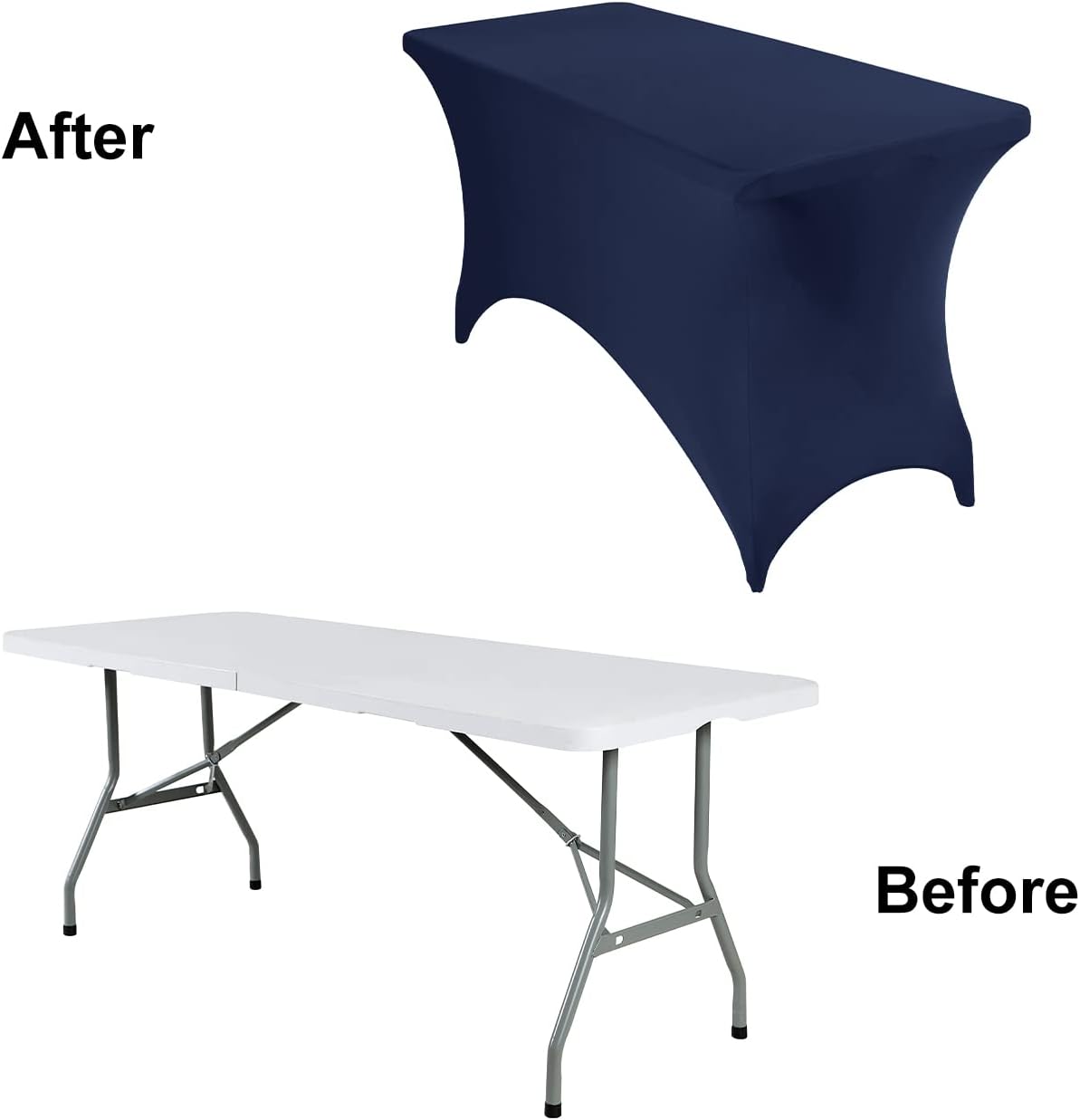 4Pack Spandex Waterproof Table Covers 4ft，Spandex 4ft Waterproof Table Cover for Party,Wedding, Banquet, and Events(Navy)