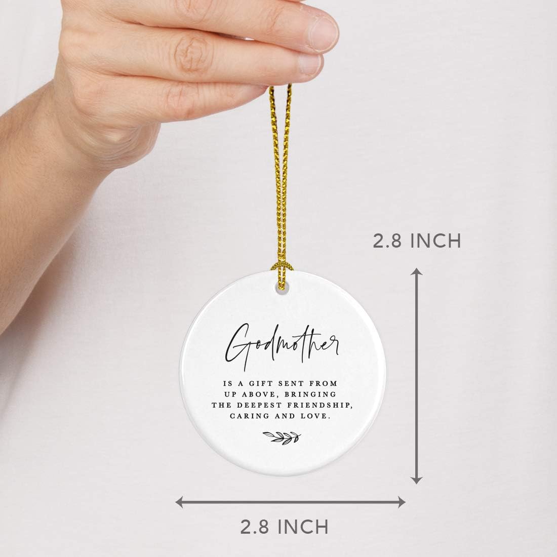 Andaz Press Round Ceramic Porcelain Christmas Ornament Collectible Godmother Gift, Godmother is a Gift Sent from Up Above, Bringing The Deepest Friendship, Caring and Love, 1-Pack
