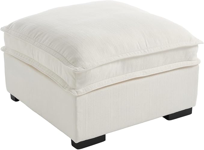 EALSON 26" Modern Module Ottoman for Modular Sectional Sofa Couch Comfy Linen Upholstered Cloud Ottoman for Living Room/Bedroom/Apartment/Office, White
