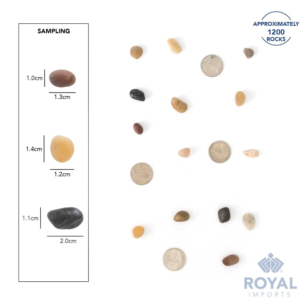 Royal Imports 2LBS River Rocks Decorative Ornamental Pebbles, Garden Landscaping Stones, Gravel Filler for Plants, Vases, Succulents, Home Decor, Aquariums, Crafting, Animal Habitat - Small Natural
