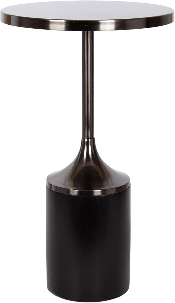 Kate and Laurel Whelan Modern Metal Round Side Table, 14 x 14 x 24, Gunmetal and Black, Transitional Sculptural Indoor Plant Stand for Living Room End Table or Bedroom Nightstand