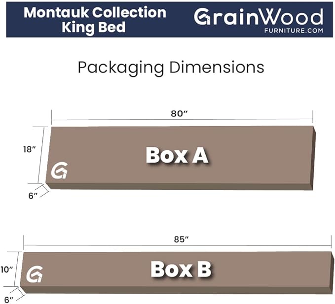 Grain Wood Furniture Montauk Solid Wood Bed, King Size, Rustic Grey