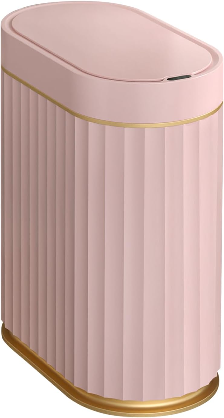 ELPHECO Sensor Trash Can 2 Gallon Waterproof Motion Sensor Trash Can, Automatic Bathroom Trash Bin, Slim Garbage Can for Dorm Room(Pink, 2 Gallon)
