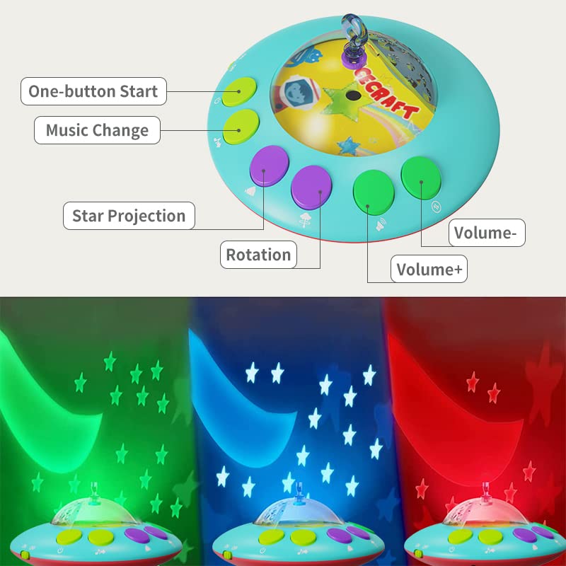 Eners Baby Crib Mobile with Music and Lights, Mobile for Crib with Remote Control, Rotation, Moon and Star Projection, Baby Crib Toys for Boys Girls (Red)
