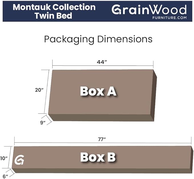 Grain Wood Furniture Montauk Solid Wood Bed, Twin Size, Rustic Off-White