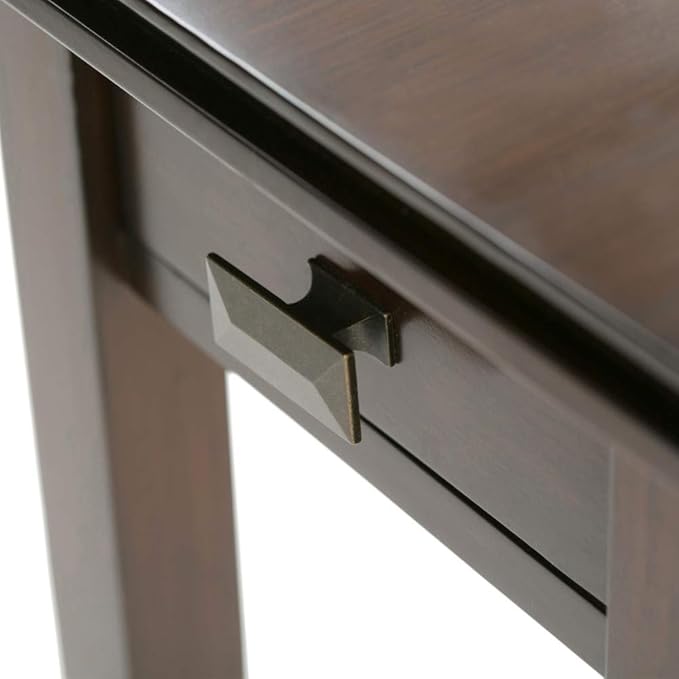 SIMPLIHOME Artisan SOLID WOOD 14 inch Wide Rectangle Transitional Narrow End Side Table in Russet Brown for the Living Room and Bedroom