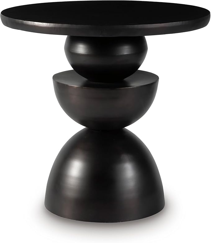 Signature Design by Ashley Kurtson Modern Metal Accent Table with Pedestal Base, Black