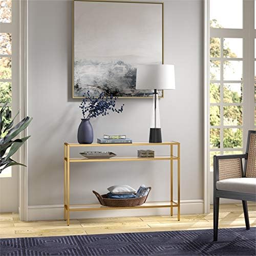 Siviline 42'' Wide Rectangular Console Table in Brass