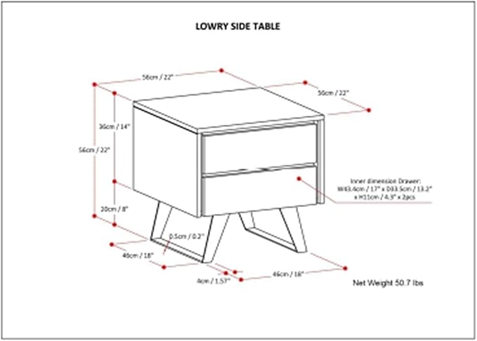 SIMPLIHOME Lowry Solid Mango Wood and Metal 22 inch Wide Rectangle Modern Industrial Side Table in Natural for The Living Room and Bedroom