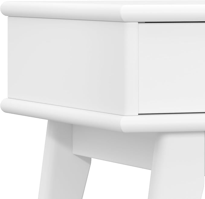 SIMPLIHOME Draper Solid Hardwood 22 inch Wide Rectangle Mid Century Modern End Table in White for The Living Room and Bedroom